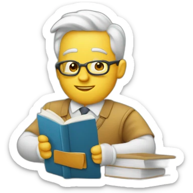 trabajador leyendo un libro estresado sticker
