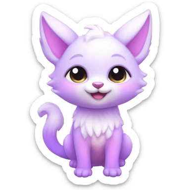 Kawaii cute colorful bright light pastel lilac-pink-white-gradient fantasy ethereal anthro fursona animal creature sticker