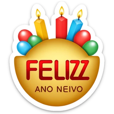 necesito un logo formato redondo en el cual transmita el siguiente mensaje "feliz año nuevo" sticker