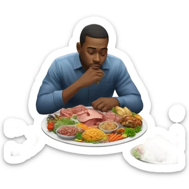 man eating a platter of food sticker
