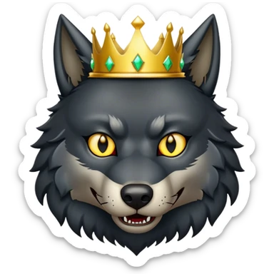 Scary Evil Black Wolf with Gold Crown sticker