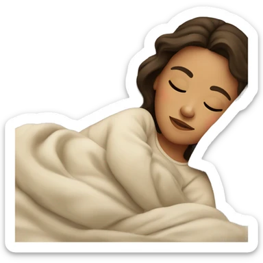 Brunette girl sleeping cozy in a bed sticker