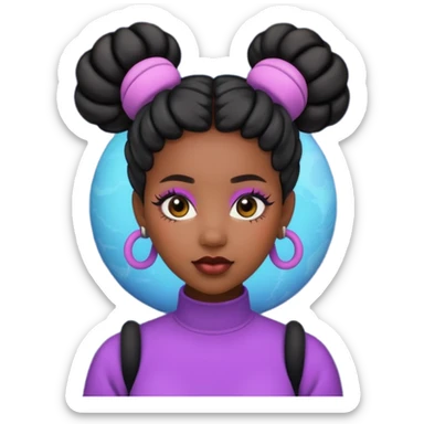 Black woman with Space buns sticker