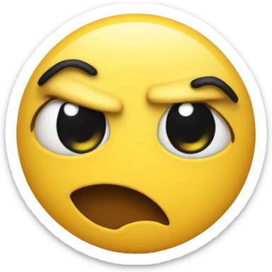 An emoji with a silly face, but cute, that looks a little angry and is yellow  sticker