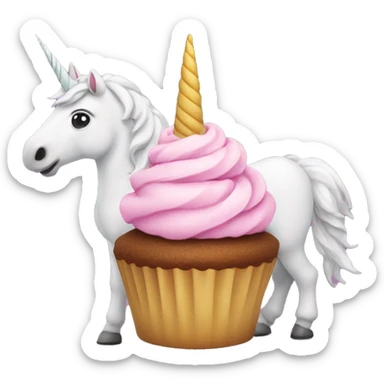 unicorn eating a cupcake sticker