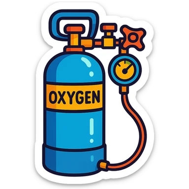 oxygen tank, cartoon style with bold colors sticker