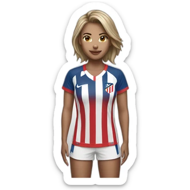 Mujer. Pelo blanco corto con camiseta del Atleti  sticker