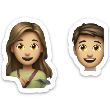 smiling girl with boys in car sticker