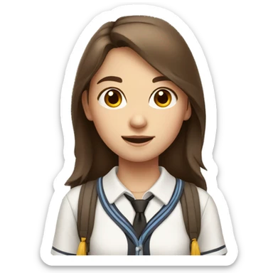 Cute girl in school uniform brown hair  sticker