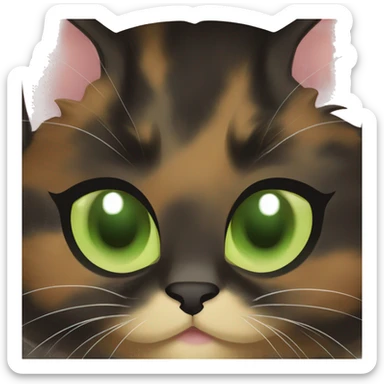 Tortoiseshell cat with green eyes, chubby sticker