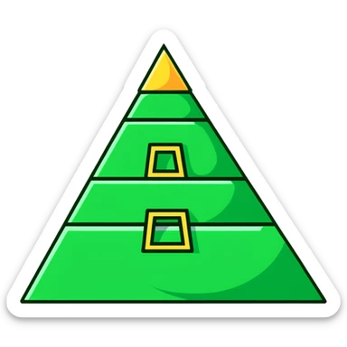 Maya pyramid symbol - inbox overflow, precise geometric lines, ONLY white and deep green colors, no other colors, flat design, hieroglyphic style sticker