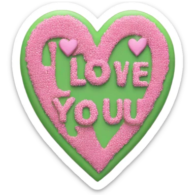 I love you text in green and pink  sticker