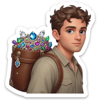  парень несет мешок с драгоценносями за спиной sticker