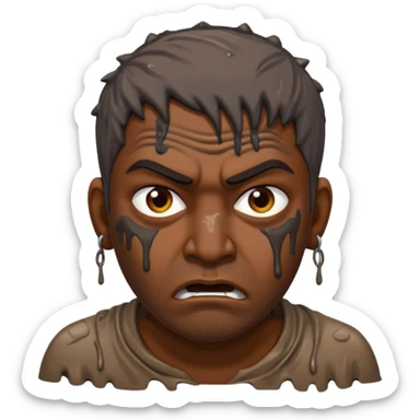 Indian man covered in dirty chunky mud angry sticker