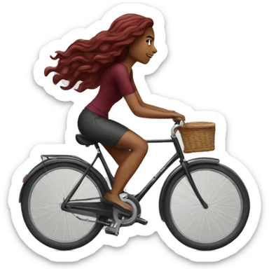 Beautiful burgundy long haired woman riding a bike sticker