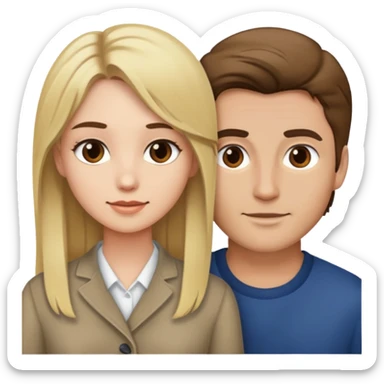 Brown hair man and blonde hair girl couple  sticker