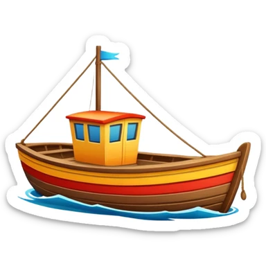 boat in cartoon  sticker