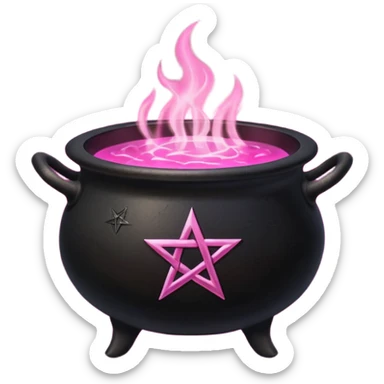 Black Cauldron with pink pentacle sticker