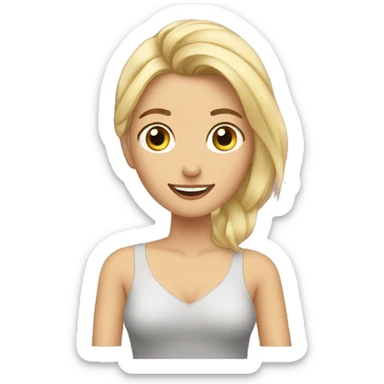 mujer rubia mirando su cabello asustada sticker