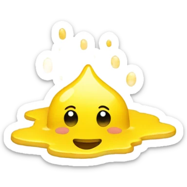 A yellow puddle with a happy Face  sticker