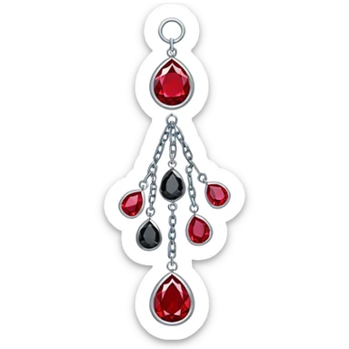 Epic Hanging suncatcher, chains with shiny sparkly with ruby-gemstones and obsidian-gemstones,  sticker