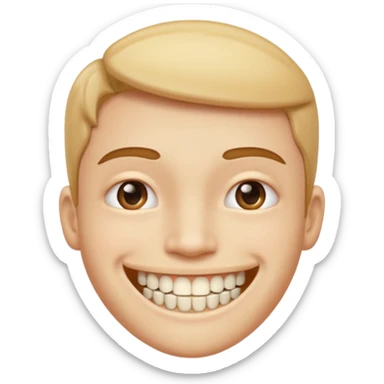 Normal smiling face with braces on teeth sticker