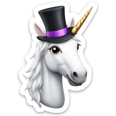 Unicorn with a top hat sticker
