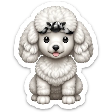 Perro french poodle mini blanco con alas sticker