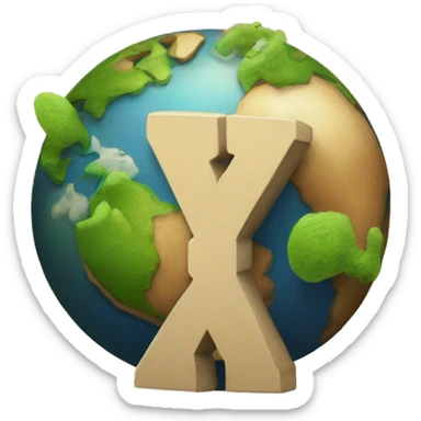 the letter "X" and the planet earth sticker