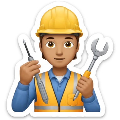 construction worker with screwdriver in his hand sticker