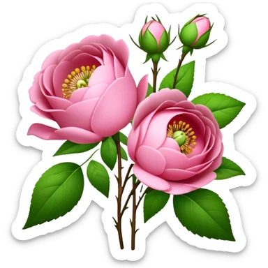 bouquet Cherokee rose, luxuriant, stem, leaf, bud sticker