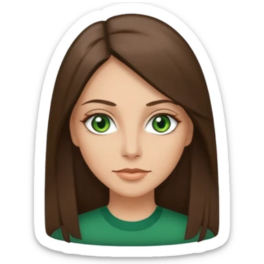pretty woman in her 40s with green eyes and long straight ash-brown hair  sticker