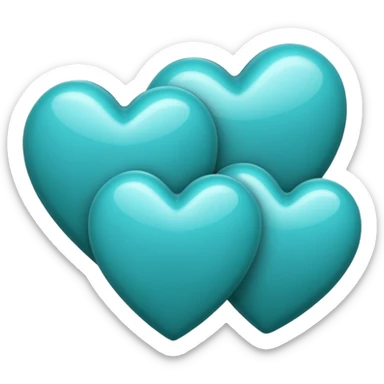 3 teal lined hearts sticker