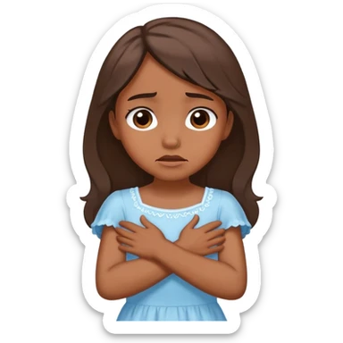 girl crossing arms around her new crying sticker
