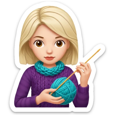 woman knitting sticker