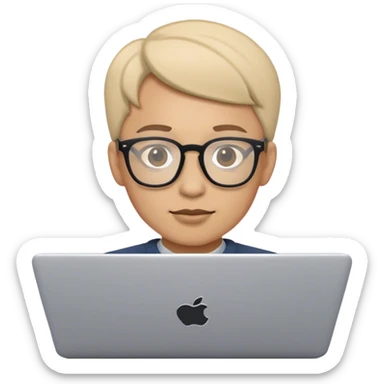 An emoji of a person with a laptop wearing glasses sticker