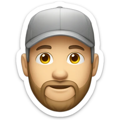 Project manager in a baseball cap, gray hoodie and short beard sticker