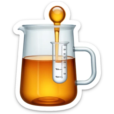 tea in a laboratory measuring cup sticker