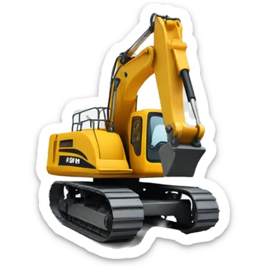 Excavator with happy face sticker