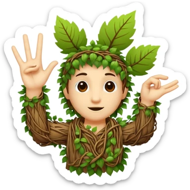 woodland spirit OK hand sign made of vines sticker