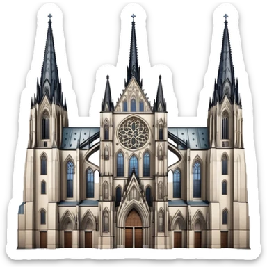 Cinematic Realistic Cologne Cathedral Landmark Emoji, showcasing Gothic architecture rendered with detailed stone textures and majestic, dynamic lighting. sticker