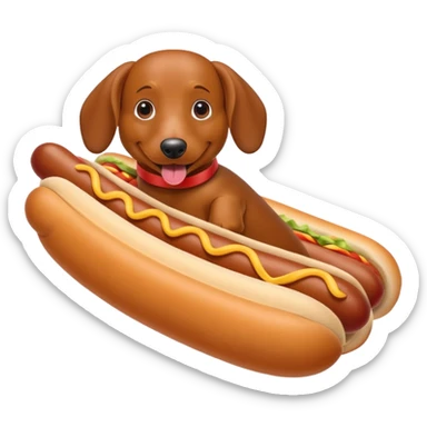 Weiner dog in hot dog costume sticker