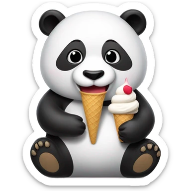 Panda eating ice cream sticker