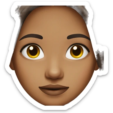 Girl with dark auburn hair and makeup sticker