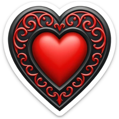 Can you make a heart with a gothic design, I want black and blood red colors . In the middle of the heart there should be the letter I sticker