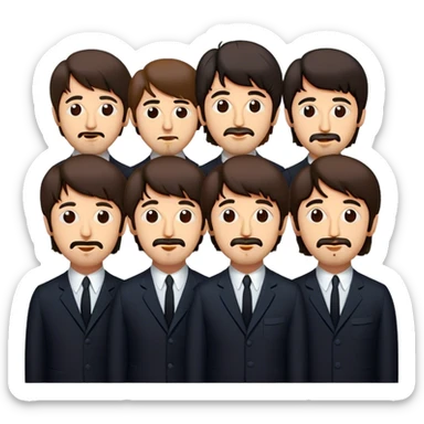 Cinematic Realistic The Beatles Pop Culture Emoji, showcasing an iconic, vibrant portrayal of the legendary band rendered with rich textures and nostalgic lighting that exude musical legacy. sticker