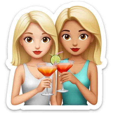 two girls with cocktails  sticker
