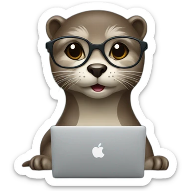 female vet otter with glasses use a macbook sticker