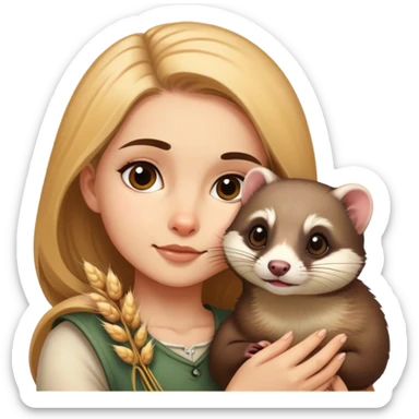wheat-skinned girl with ferret sticker