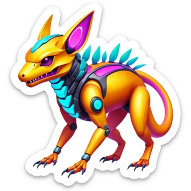  exotic tropical cyber-Protogen-Fakémon-Vernid-creature sticker
